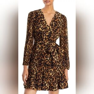 Milly Liv Leopard Print Pleated Dress Size 0 NWT